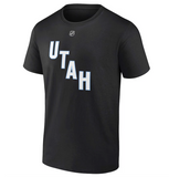 Men's Utah Hockey Club Logan Cooley Fanatics Black Authentic Stack Name & Number T-Shirt