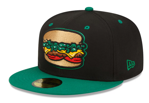 Men's Albuquerque Isotopes New Era Black Green Chile Cheeseburgers Theme Night 59FIFTY Fitted Hat