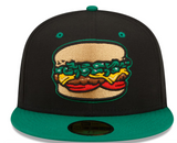 Men's Albuquerque Isotopes New Era Black Green Chile Cheeseburgers Theme Night 59FIFTY Fitted Hat