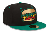 Men's Albuquerque Isotopes New Era Black Green Chile Cheeseburgers Theme Night 59FIFTY Fitted Hat