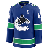 Men's Vancouver Canucks Fanatics Blue Home Premium NHL Hockey Jersey - Quinn Hughes