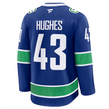 Men's Vancouver Canucks Fanatics Blue Home Premium NHL Hockey Jersey - Quinn Hughes