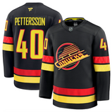 Men's Vancouver Canucks Fanatics Black Alternate Premium NHL Hockey Jersey - Elias Pettersson