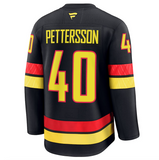 Men's Vancouver Canucks Fanatics Black Alternate Premium NHL Hockey Jersey - Elias Pettersson