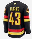 Men's Vancouver Canucks Fanatics Black Alternate Premium NHL Hockey Jersey - Quinn Hughes