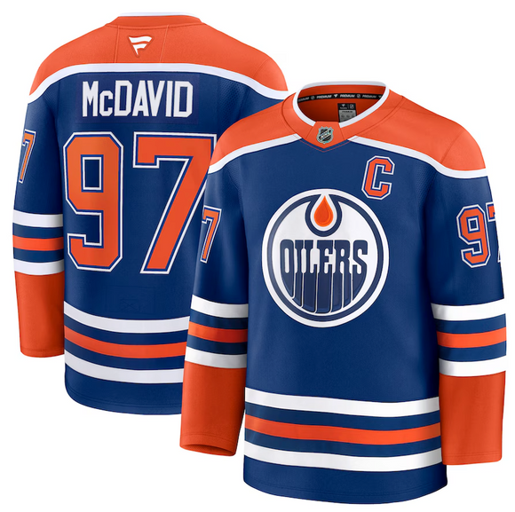 Men's Edmonton Oilers Fanatics Royal Home Premium NHL Hockey Jersey - Connor McDavid