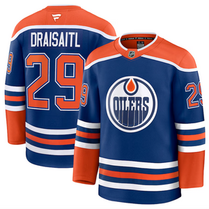 Men's Edmonton Oilers Fanatics Royal Home Premium NHL Hockey Jersey - Leon Draisaitl