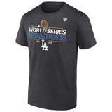 Men's Fanatics Heather Charcoal Los Angeles Dodgers 2024 World Series Champions Locker Room T-Shirt