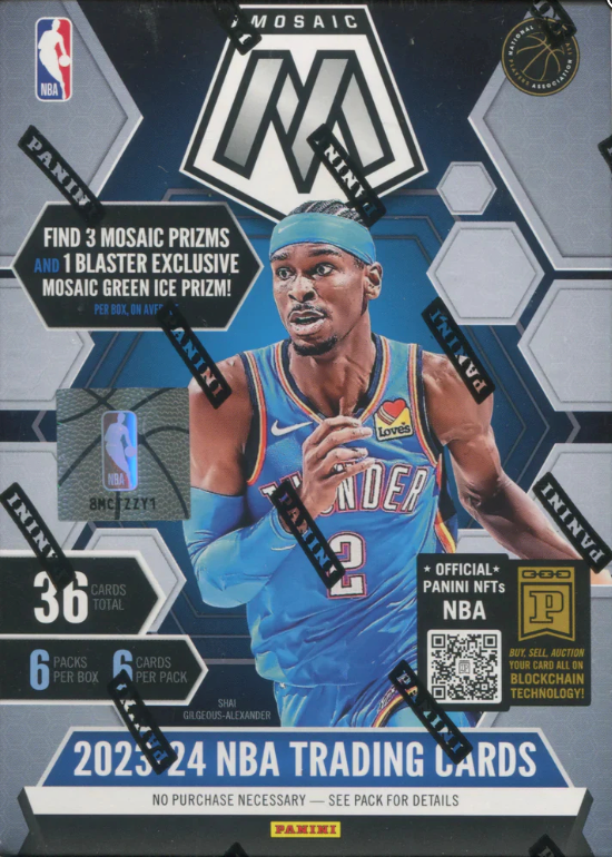 2023/24 Panini Mosaic Basketball 6-Pack Blaster Box 6 Packs Per Box, 6 Cards Per Pack