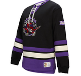 Men's Mitchell & Ness Black Toronto Raptors Hardwood Classics Heritage Lace-Up Pullover Sweatshirt