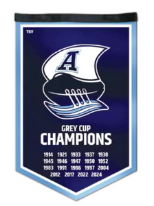 Toronto Argonauts CFL Football 2024 19 Time Grey Cup Champions 12'' x 18'' Victory Banner