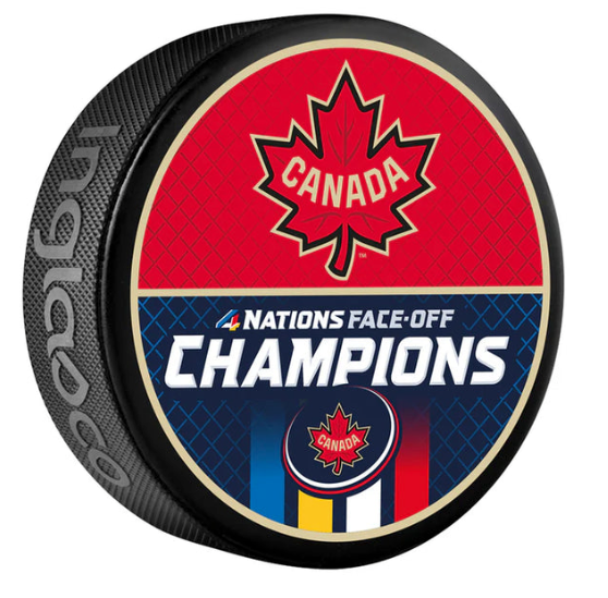 2025 Team Canada NHL Inglasco 4 Nations Face-Off Championship Souvenir Hockey Puck
