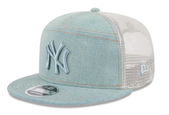 Men's New Era MLB New York Yankees Denim Split Panel 9FIFTY Adjustable Hat - Blue