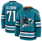 Men's San Jose Sharks Fanatics Teal Home Premium NHL Hockey Jersey - Macklin Celebrini