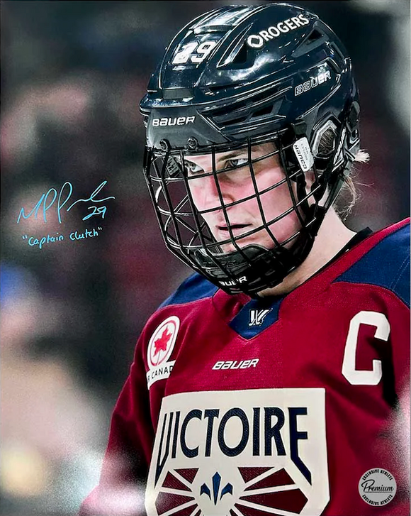 Marie-Philip Poulin Montreal Victoire PWHL Signed 16x20 Photograph Close Up w/ Captain Clutch Inscription