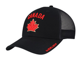 Hockey Team Canada Unisex Adjustable Trucker Mesh Adjustable Snapback Hat - Black