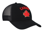 Hockey Team Canada Unisex Adjustable Trucker Mesh Adjustable Snapback Hat - Black