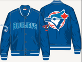 Men's Mitchell & Ness Royal Toronto Blue Jays Big Hoodie Satin Full-Snap Jacket