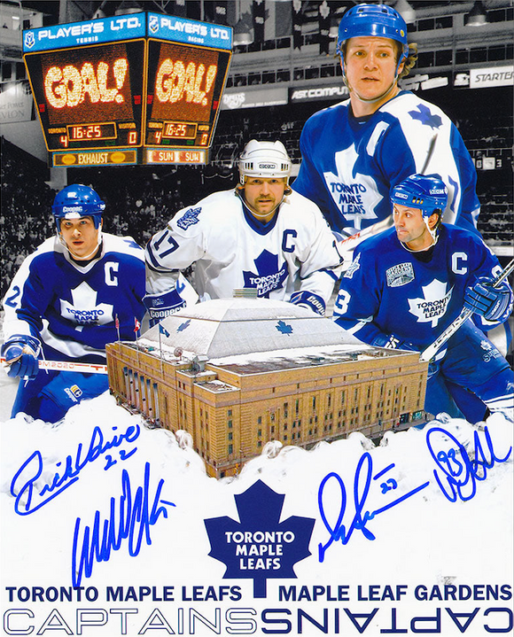 Toronto Maple Leafs Captains Maple Leaf Gardens Autographed 8x10 - Vaive Sittler Clark & Gilmour