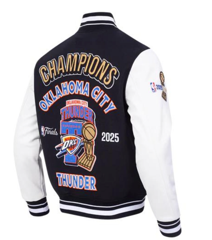 風林寺ゴクウ、2025.ワールドシリーズチャンピオンジャケット Men's NBA Finals Oklahoma City Thunder 2025 Champions Wool & Vegan