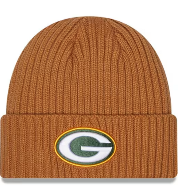 Men's New Era Light Bronze Green Bay Packers NFL Football Core Classic Knit Hat