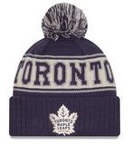Men's Toronto Maple Leafs NHL New Era Men's Navy Retro Chill Knit Pom Hat