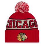 Men's Chicago Blackhawks NHL New Era Men's Red Retro Knit Pom Hat