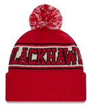 Men's Chicago Blackhawks NHL New Era Men's Red Retro Knit Pom Hat