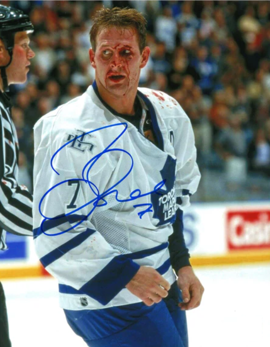 Gary Roberts Toronto Maple Leafs Signed 8x10 NHL Hockey Post Brawl Photograph