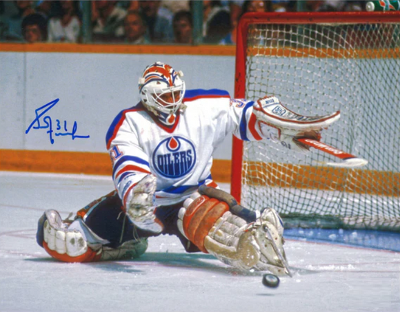 Grant Fuhr Edmonton Oilers Signed 8x10 NHL Hockey In The Crease Photograph