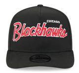 Men’s Chicago Blackhawks New Era Script 9FIFTY A-Frame Snapback Adjustable Hat – Black