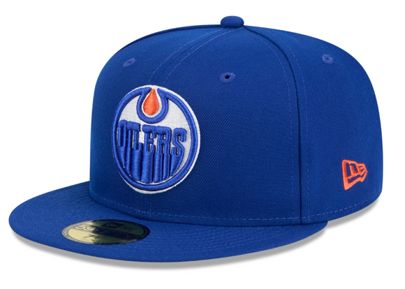 Men's Edmonton Oilers NHL Hockey New Era Core 59FIFTY Fitted Hat - Royal