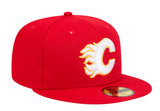 Men's Calgary Flames NHL Hockey New Era Core 59FIFTY Fitted Hat - Red