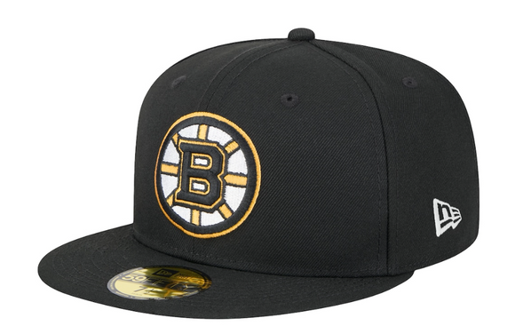 Men's Boston Bruins NHL Hockey New Era Core 59FIFTY Fitted Hat - Black