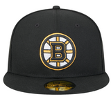 Men's Boston Bruins NHL Hockey New Era Core 59FIFTY Fitted Hat - Black