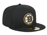 Men's Boston Bruins NHL Hockey New Era Core 59FIFTY Fitted Hat - Black
