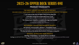2025/26 Upper Deck Series 1 Hockey Hobby Box 12 Packs Per Box, 12 Cards Per Pack