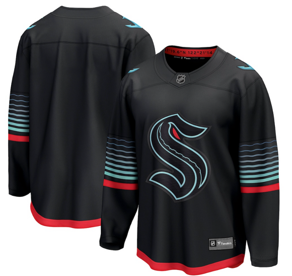 Men's Fanatics Black Seattle Kraken Alternate Breakaway Player NHL Hockey Jersey