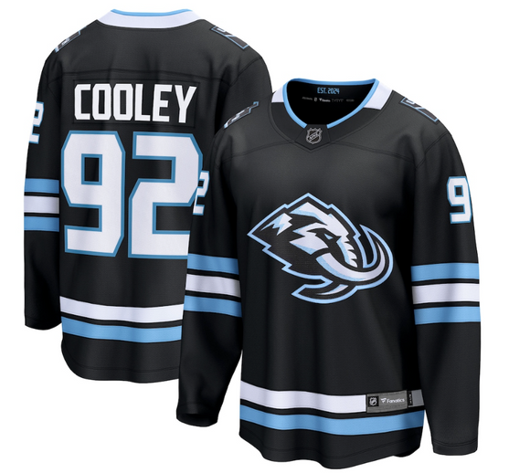 Men's Fanatics Utah Mammoth Breakaway Home Black Logan Cooley Breakaway Hockey Jersey