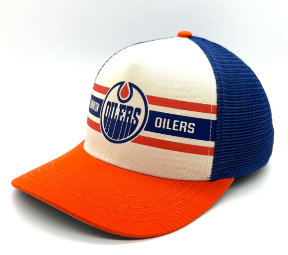 Men's American Needle Sinclair Edmonton Oilers Royal, Orange & Cream Curved Brim Hat