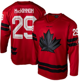 Men's 2026 Team Canada Bauer Olympics Red Replica Hockey Jersey - Nathan MacKinnon - Bleacher Bum Collectibles