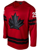 Men's 2026 Team Canada Bauer Olympics Red Replica Hockey Jersey - Nathan MacKinnon - Bleacher Bum Collectibles