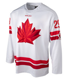 Men's 2026 Team Canada Bauer Olympics White Replica Hockey Jersey - Nathan MacKinnon - Bleacher Bum Collectibles