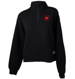 Women's Bauer Hockey Canada Quilted 2026 Olympics 1/2 Zip Hoodie - Black - Bleacher Bum Collectibles
