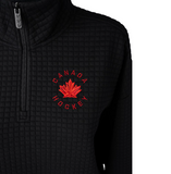Women's Bauer Hockey Canada Quilted 2026 Olympics 1/2 Zip Hoodie - Black - Bleacher Bum Collectibles