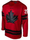 Men's 2026 Team Canada Bauer Olympics Red Semi-Pro Hockey Jersey - Nathan MacKinnon - Bleacher Bum Collectibles