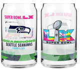 Seattle Seahawks 2026 Super Bowl LX Champions NFL Football 16oz Can Glasses - Set of 2