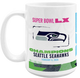 Seattle Seahawks 2026 Super Bowl LX Champions NFL Football 15oz C-Handle Ceramic Mug