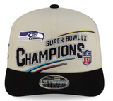 Men's New Era Cream/Black Seattle Seahawks Super Bowl LX Champions Locker Room Trophy Collection 9SEVENTY Adjustable Hat