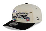 Men's New Era Cream/Black Seattle Seahawks Super Bowl LX Champions Locker Room Trophy Collection 9SEVENTY Adjustable Hat